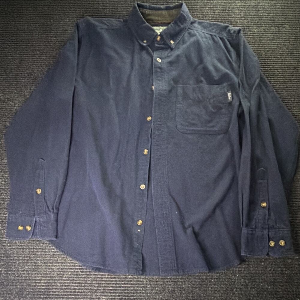 Woolrich Men’s L Navy Blue Cotton Flannel Button Down Shirt Outdoors Workwear